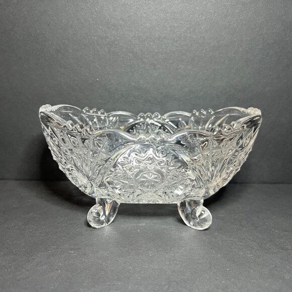 Vintage Anna Hutte Bleikristall Lead Crystal Cut Snowflake Pattern Footed Bowl - Picture 1 of 8
